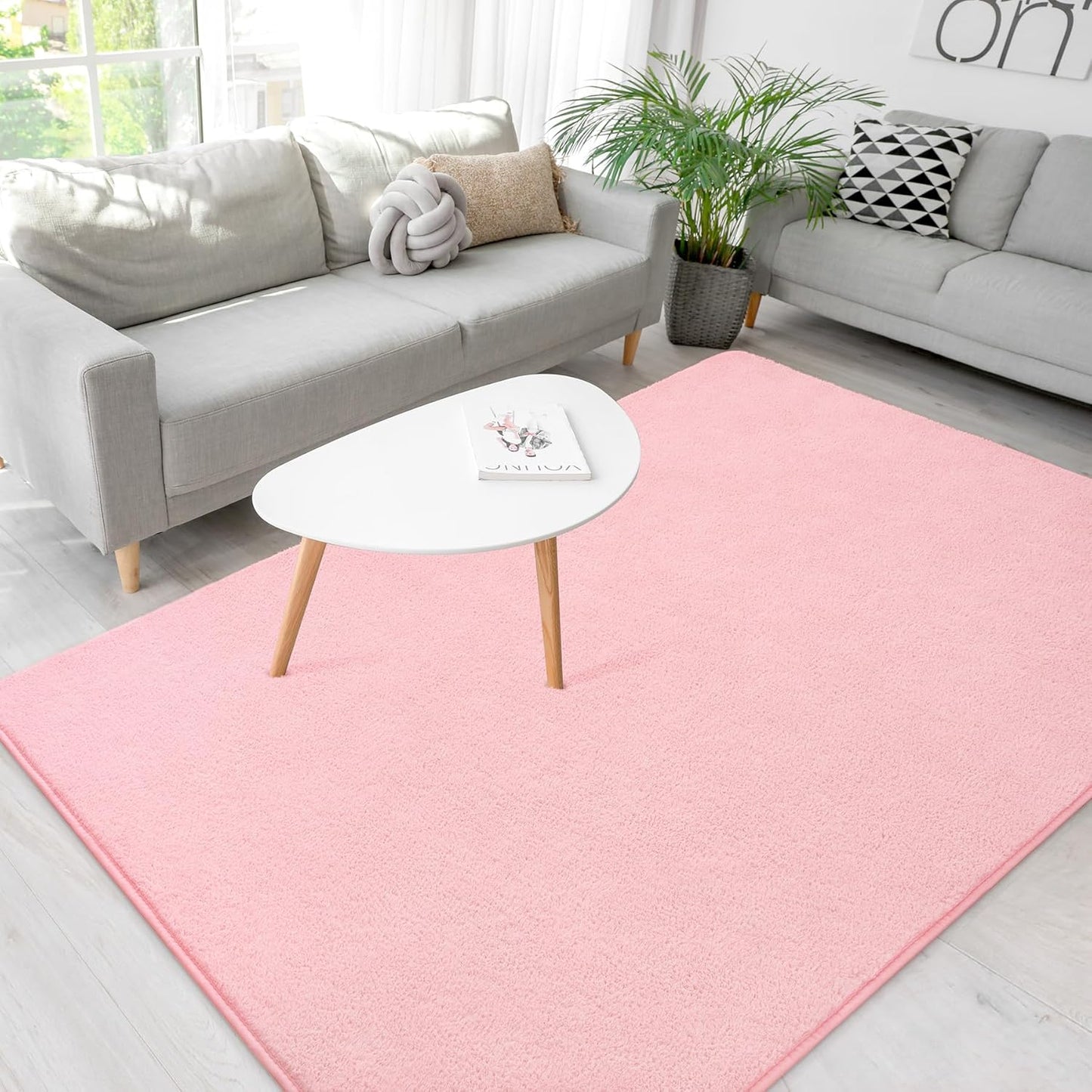 Soft Rugs for Living Room 5x7 Pink, Minimalist Area Rug