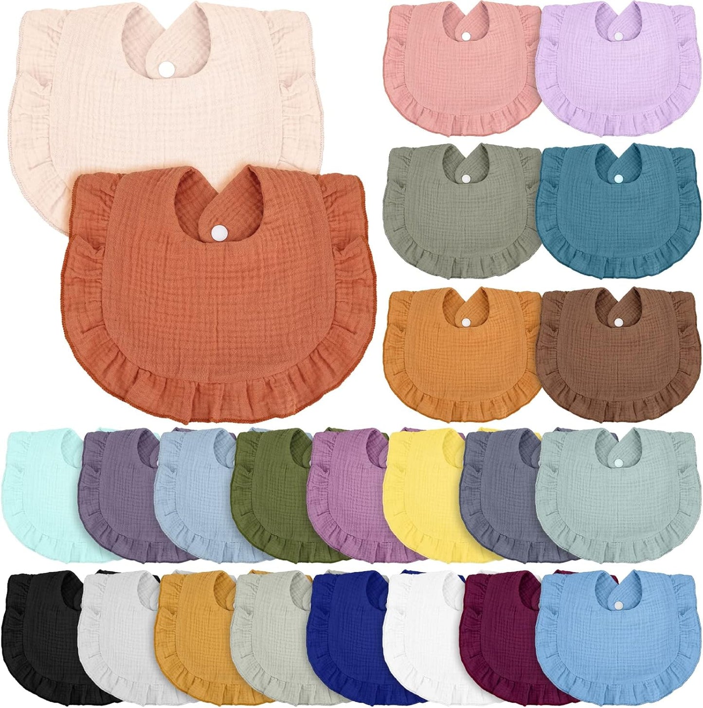 24 Pcs Muslin Baby Bibs for Newborns and Infants - Soft & Absorbent