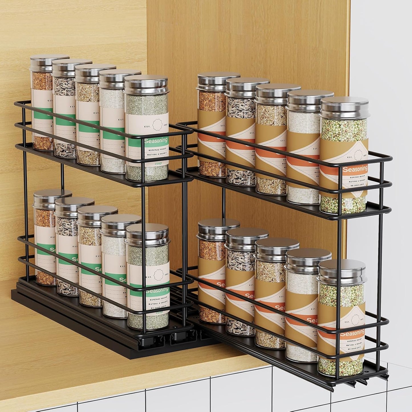 Pull Out Spice Rack Organizer for Cabinet - Easy to Install