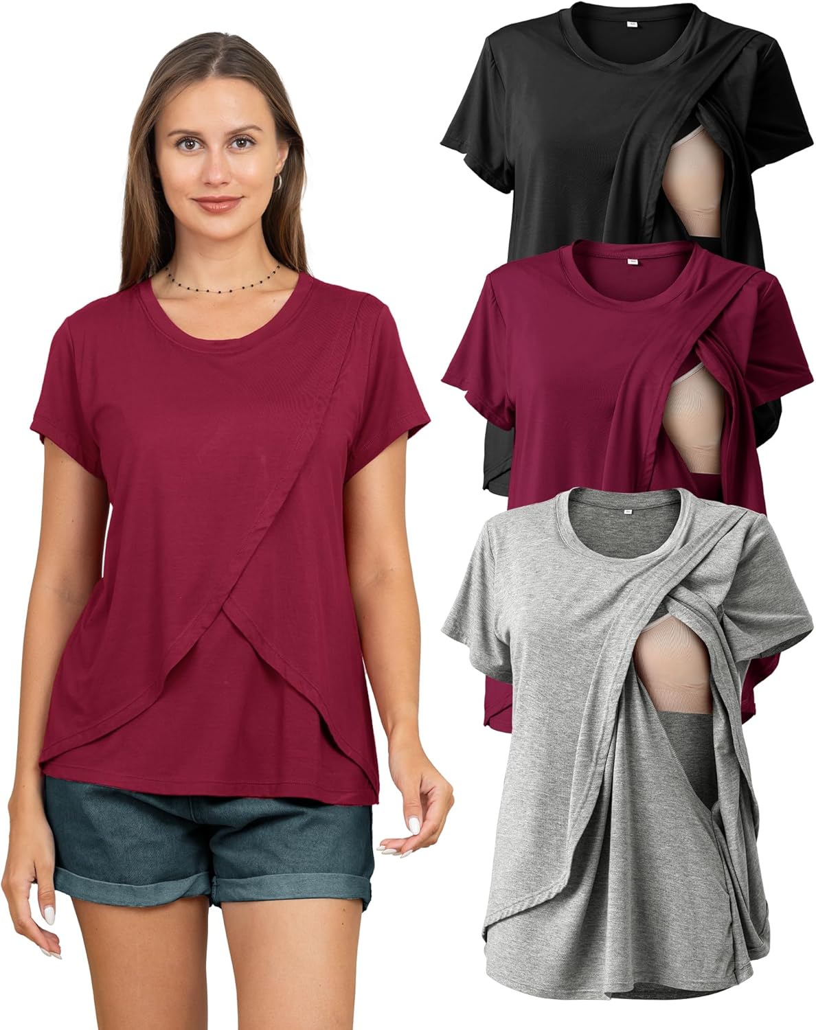 Rnxrbb Women's Nursing Tops for Breastfeeding Summer Comfort
