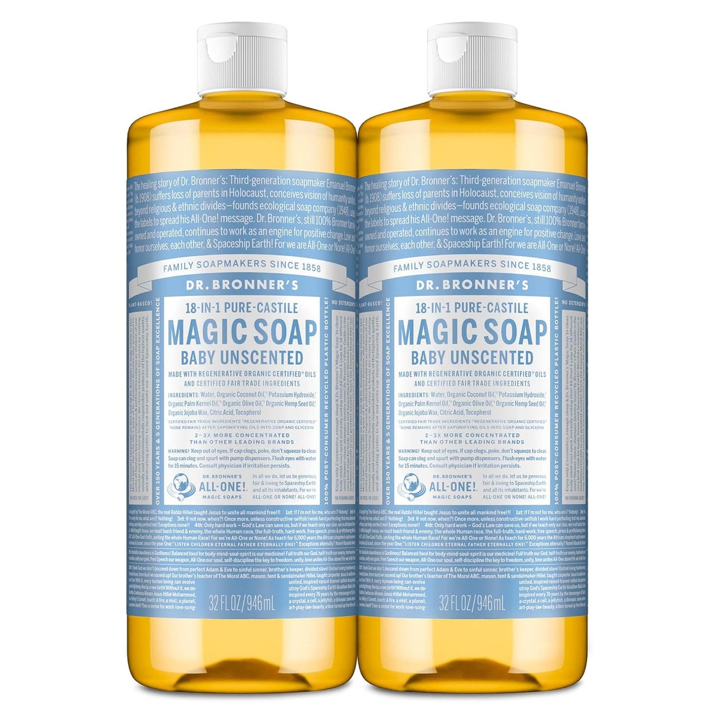 Dr. Bronner's Pure-Castile Liquid Soap for Sensitive Skin 32oz