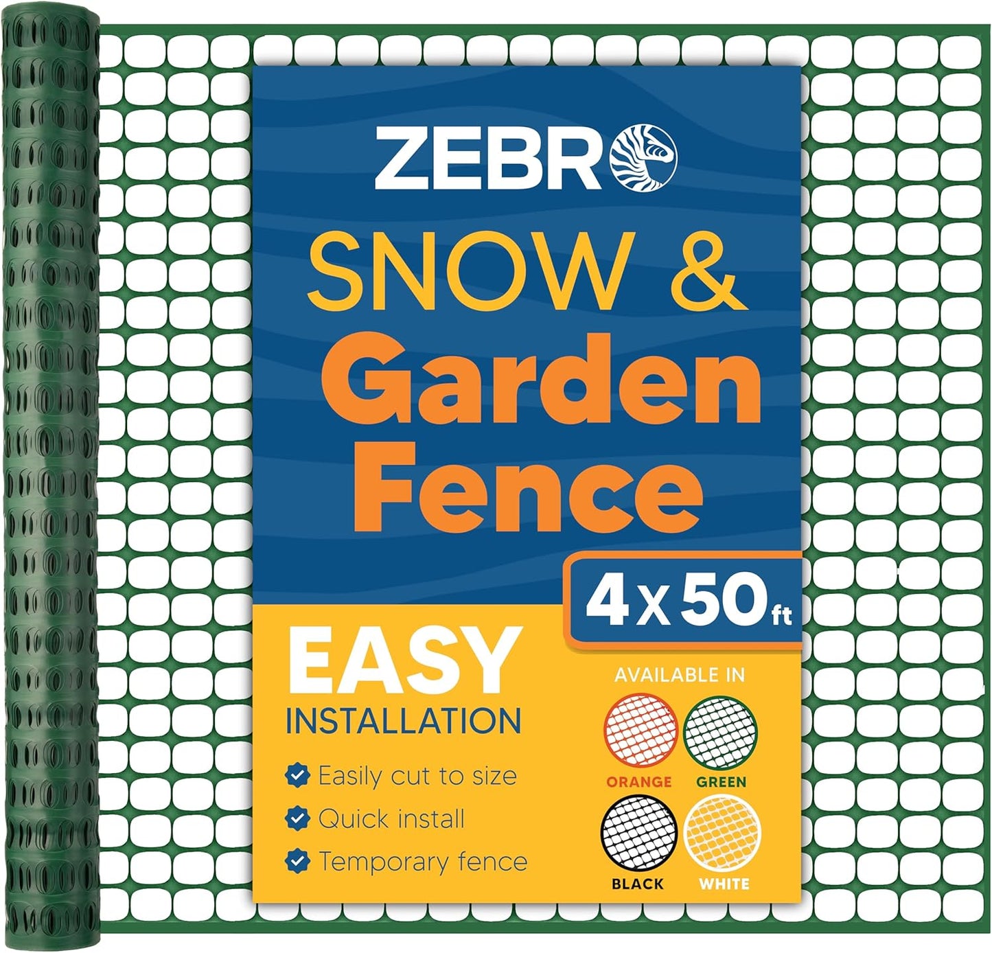 ZEBRO 4ft x 50ft Green Plastic Garden Fence Roll for Safety
