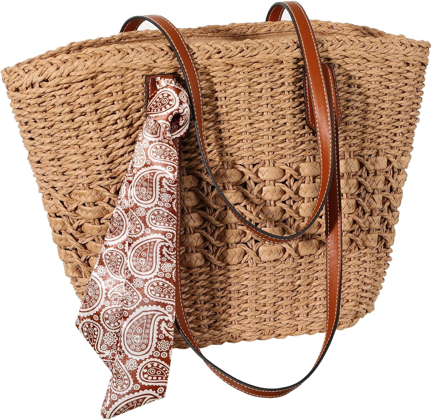 Stylish Beach Bags for Women - Woven Straw Tote Handbag
