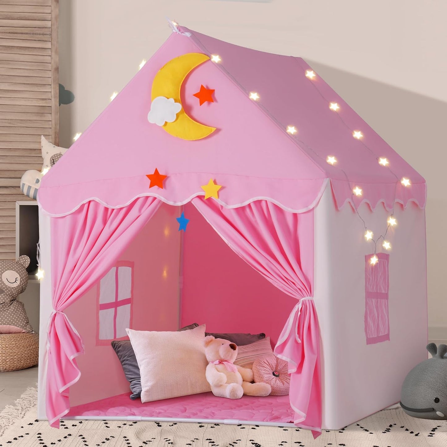 Princess Castle Tent with Star Lights for Kids