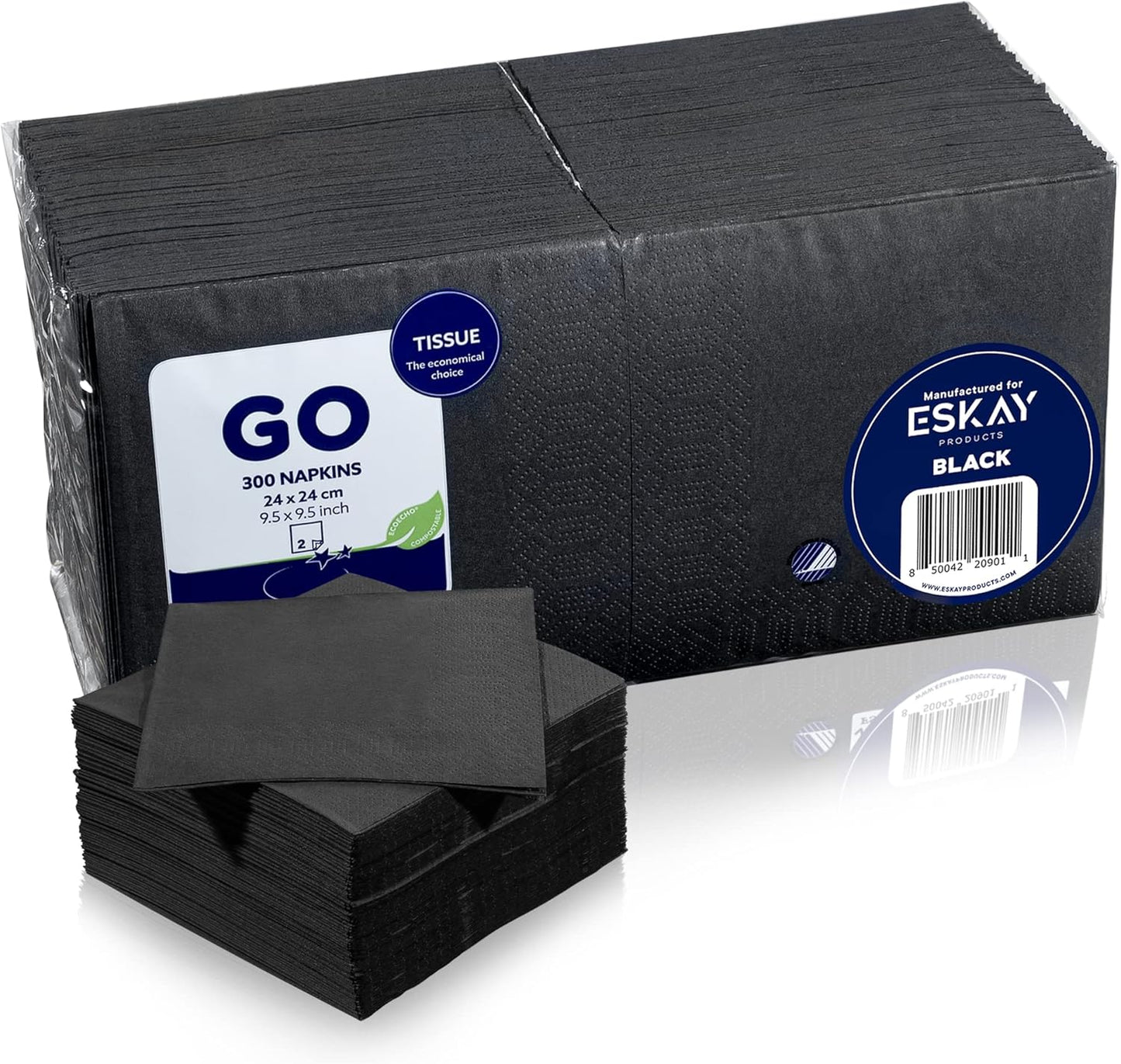 300 Count Black 2-Ply Beverage Napkins - Perfect for Events!
