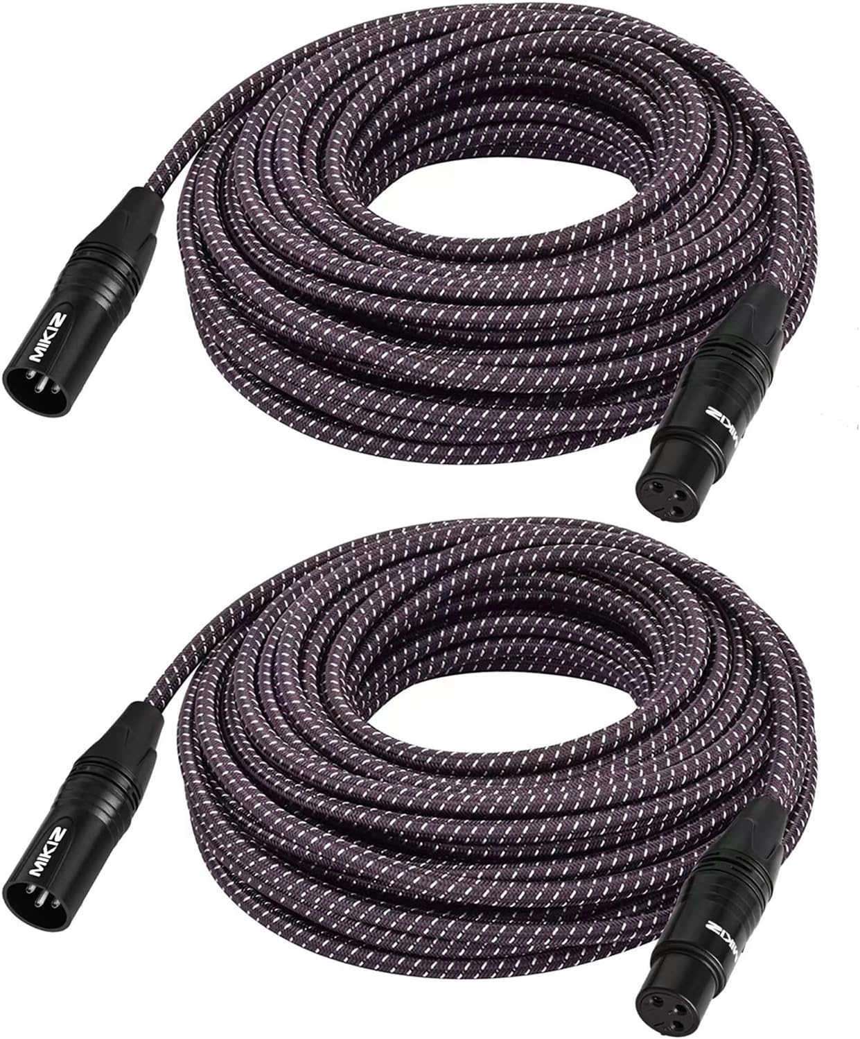 50ft XLR Cables Braided 2 Pack for Premium Audio Quality