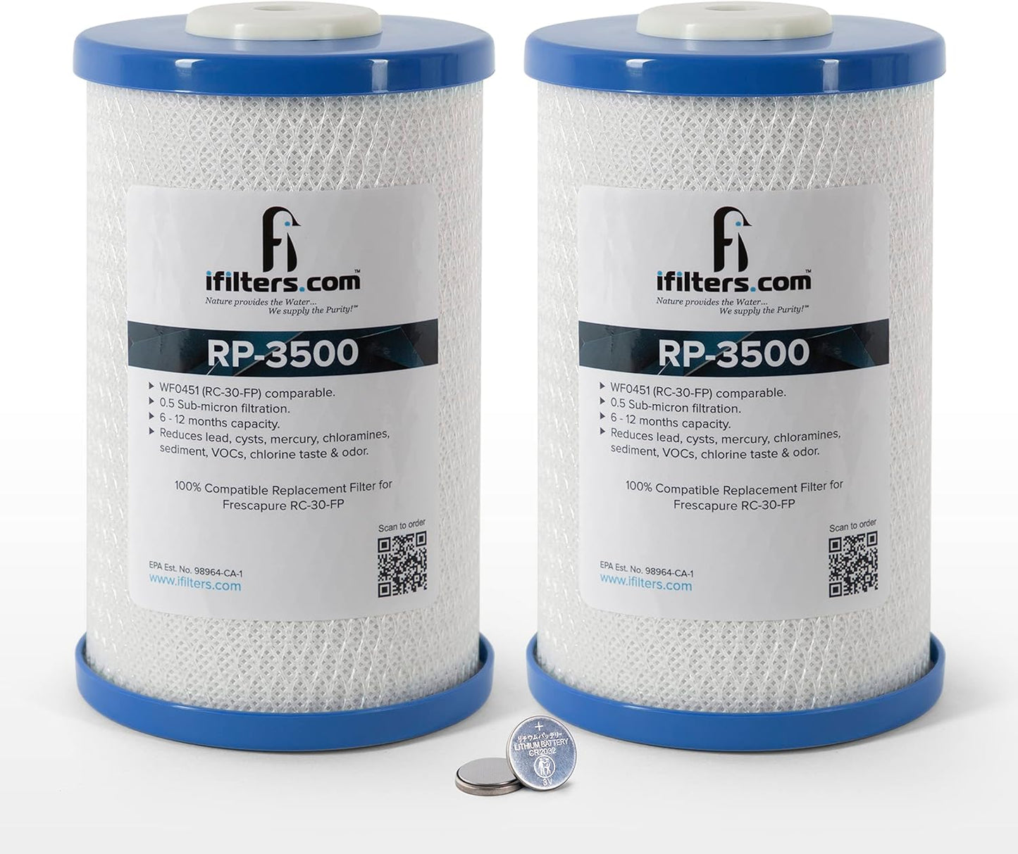 iFilters RP-3500 Carbon Water Filter 2-Pack for Clean Water