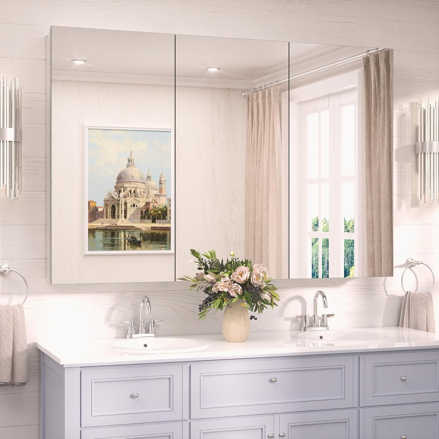 TokeShimi 48x32 Frameless Bathroom Mirror Medicine Cabinet