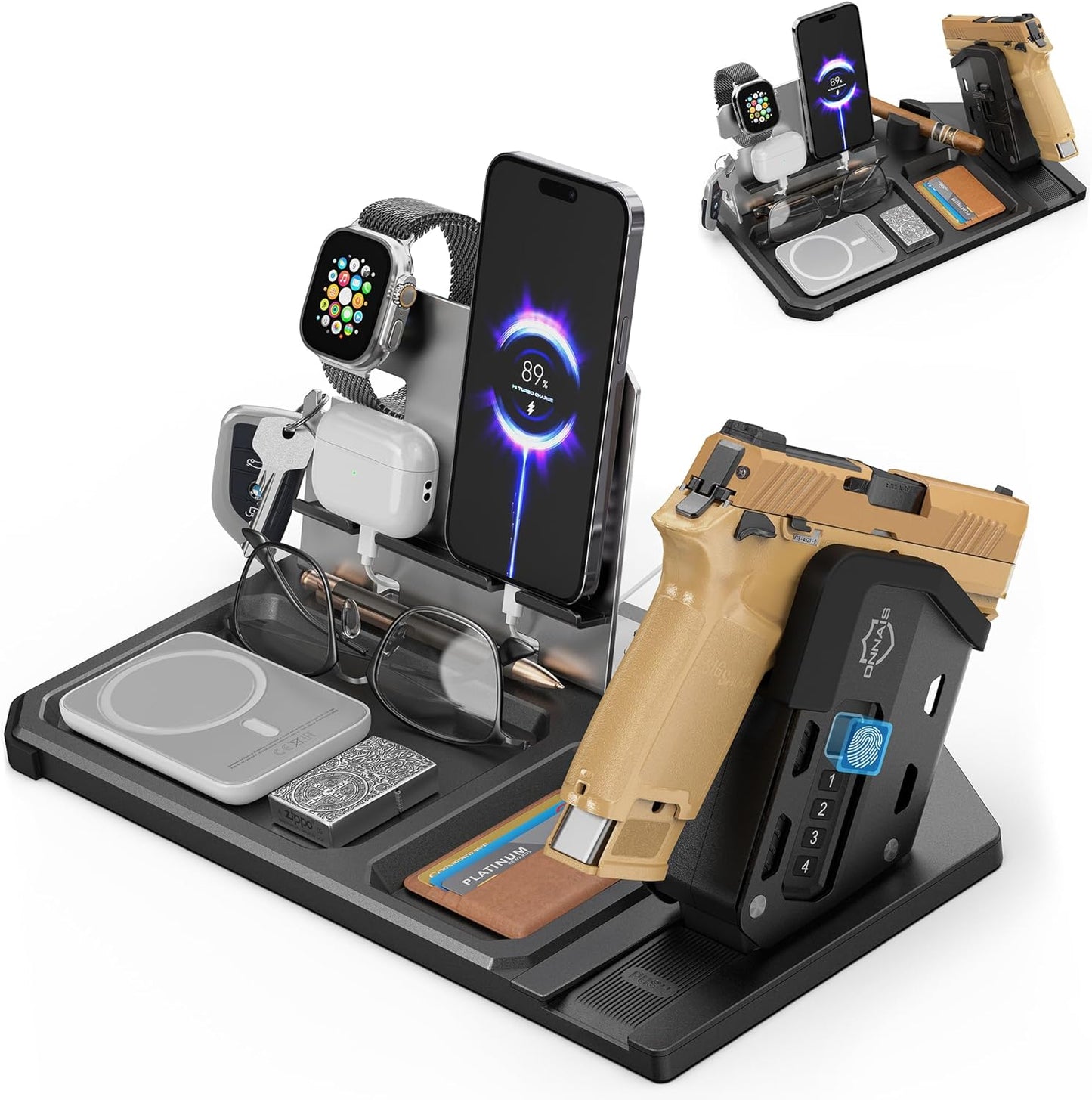 ONNAIS Gun Rack Trigger Lock - Quick-Access Pistol Organizer