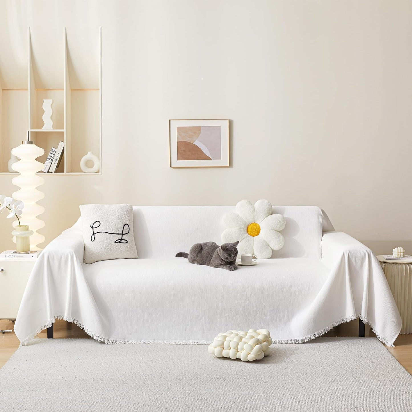 MEETSKY Couch Covers for 3 Cushion Sofa, Washable Chenille