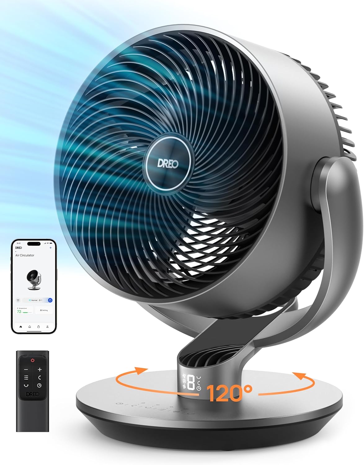 Silent Smart Bedroom Fan: 25dB Quiet, 9 Speeds, Remote Control