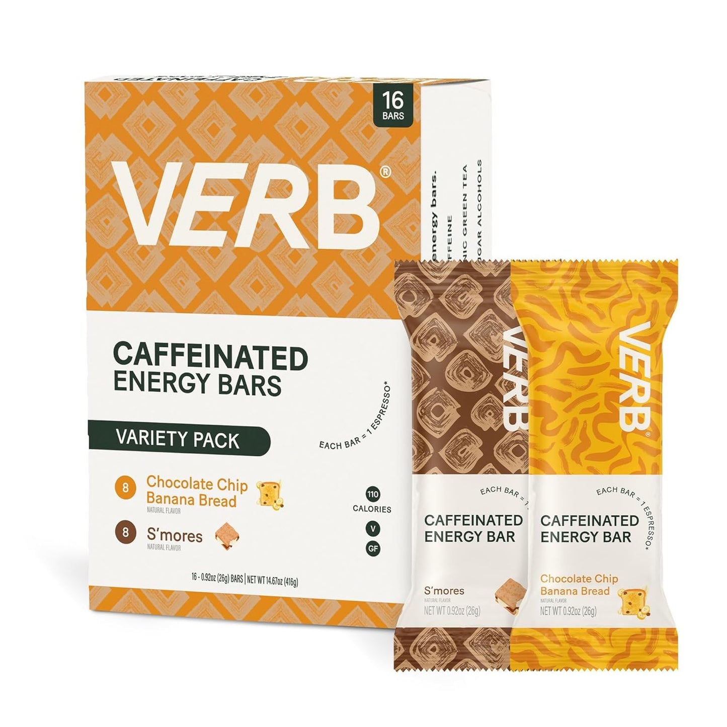 Verb Caffeinated Energy Bars Variety Pack - Delicious Snack Option