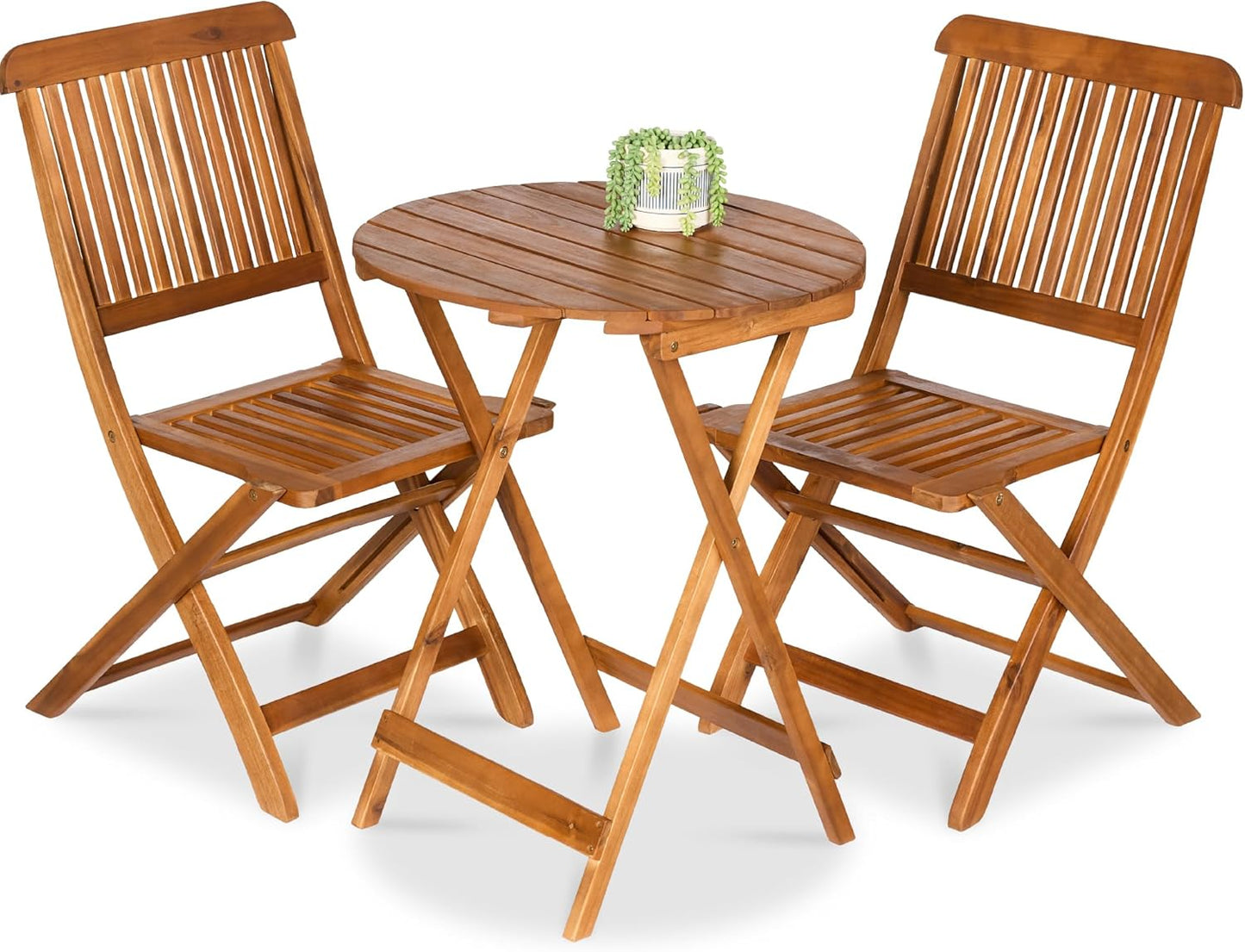Best Choice Products 3-Piece Acacia Wood Bistro Set for Outdoors