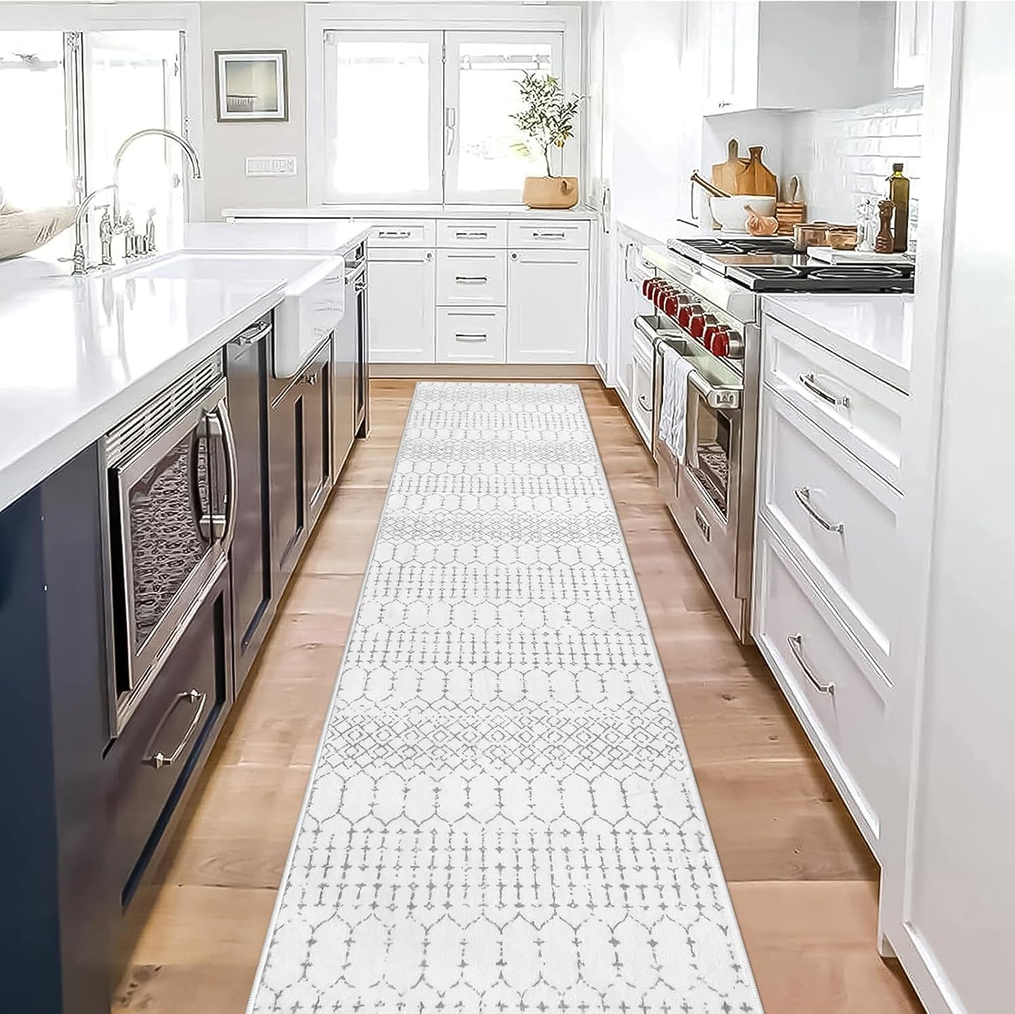 Lahome Moroccan Kitchen Runner Rugs Non Skid Washable 2x10