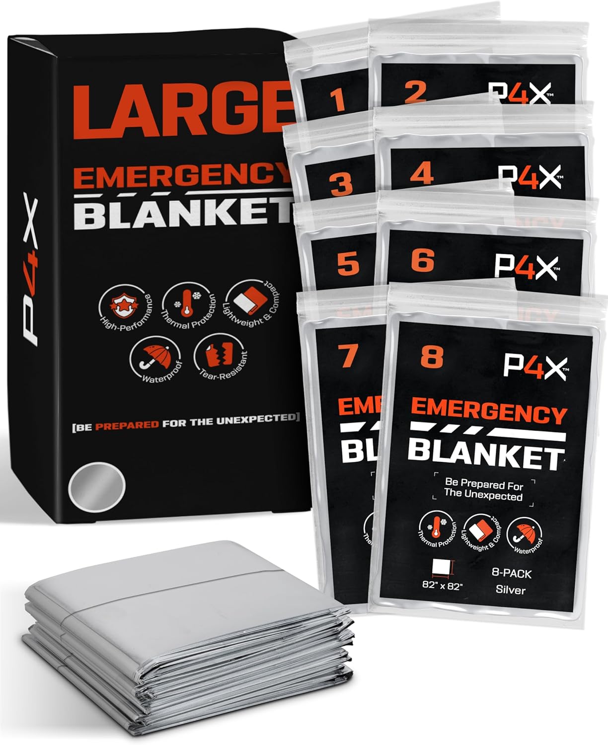 PREPARED4X Survival Blankets - Waterproof & Durable