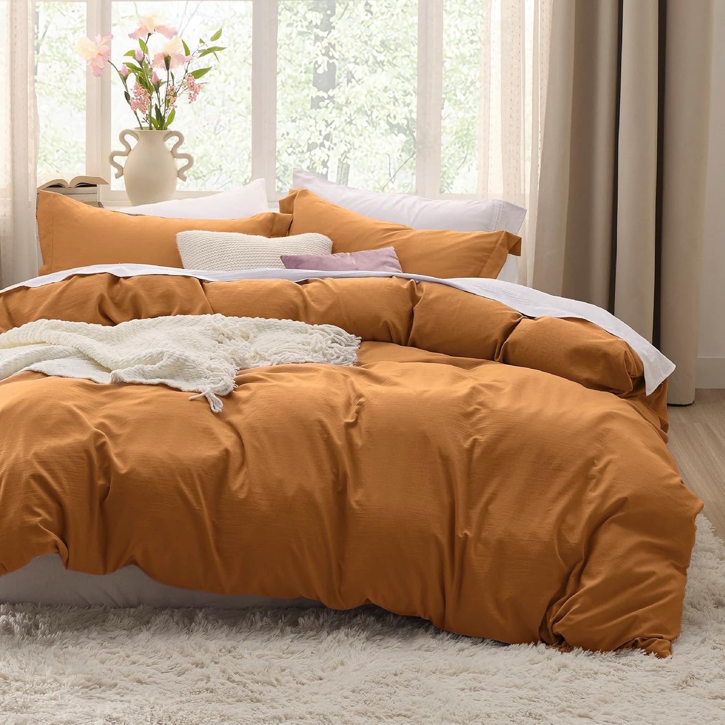 Bedsure Honey Ginger Duvet Cover Queen Size for Cozy Sleep