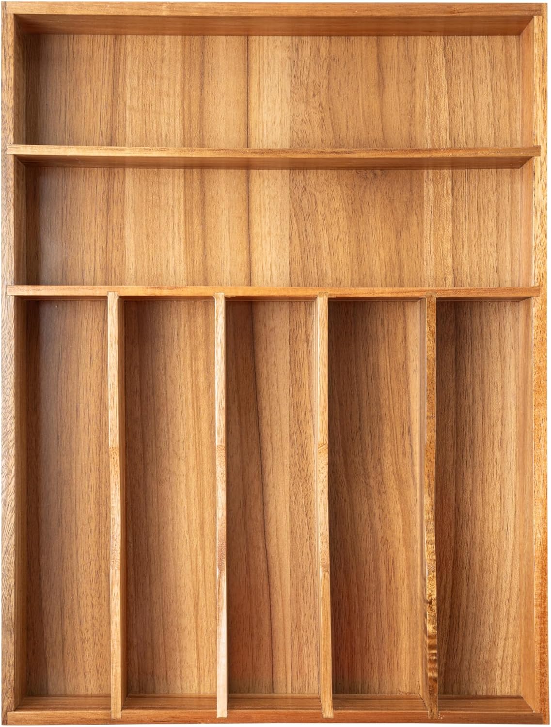 Acacia Silverware Organizer for Kitchen Drawer - 7 Slots Design