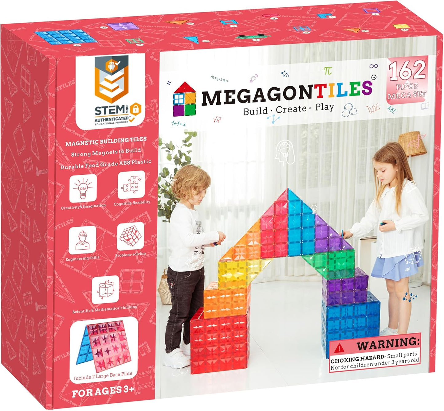 162PCS Premium MagneticTiles Set for Kids - STEM Learning Fun