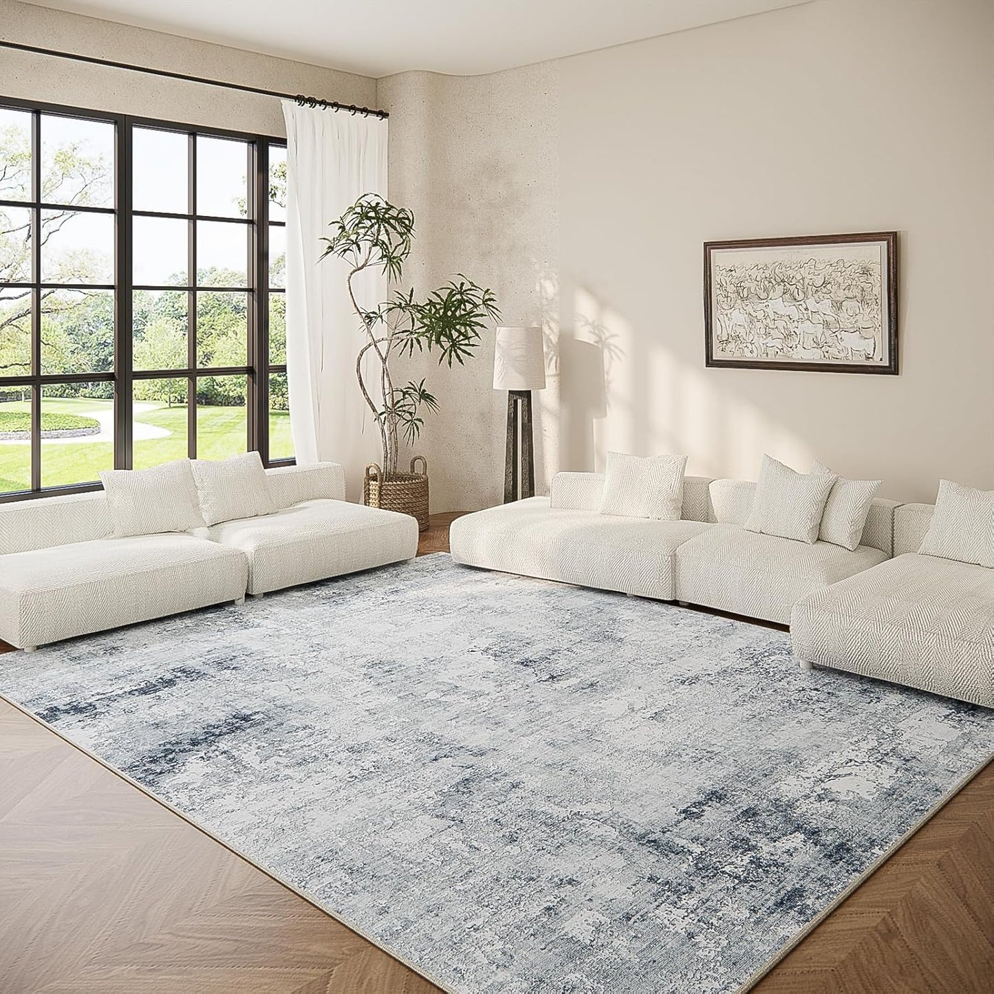 Washable Living Room Area Rugs: Soft Non-Slip 6ftx9ft Rug