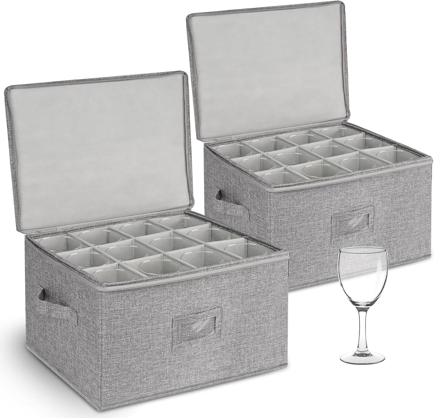 punemi Wine Glass Storage Box for Safe Stemware Protection