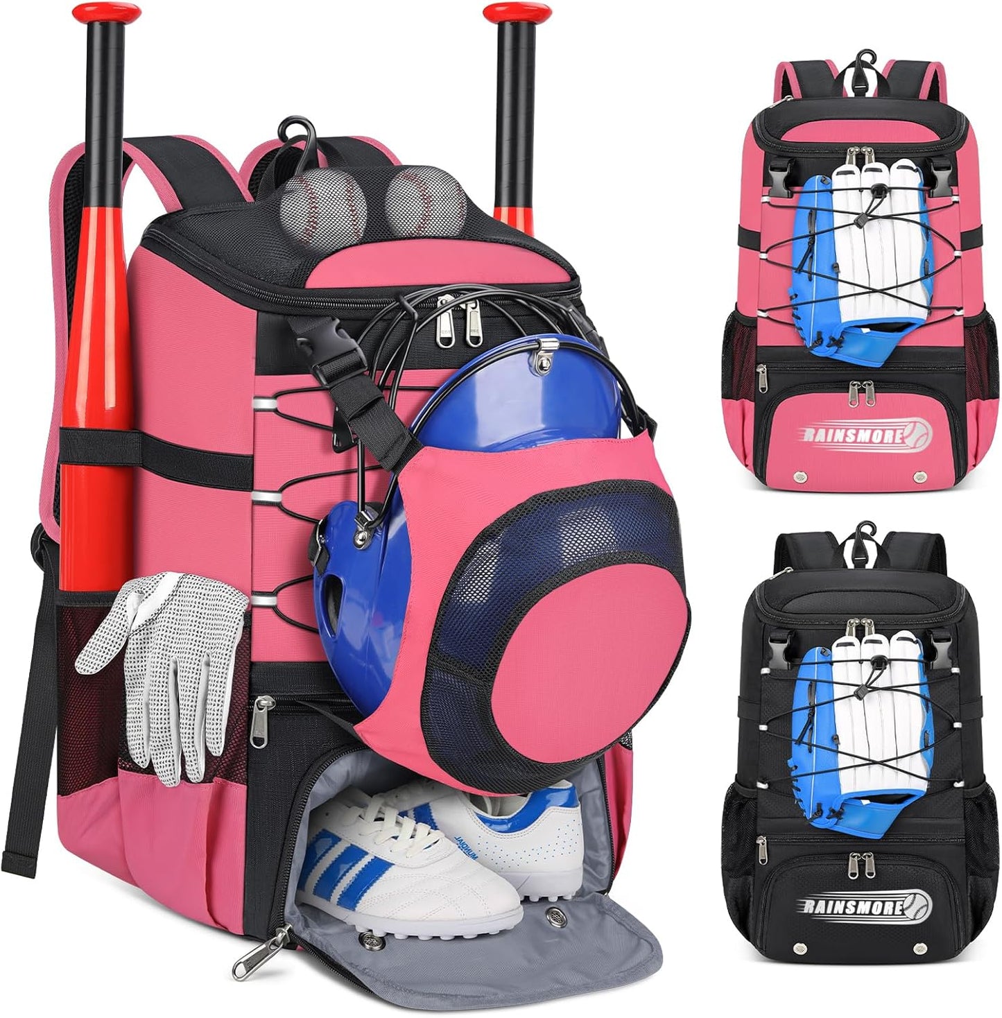 RAINSMORE Baseball Bag for Youth & Adult with Shoe Compartment