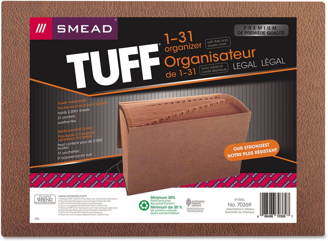 Smead TUFF Expanding File with 31 Pockets for Daily Use
