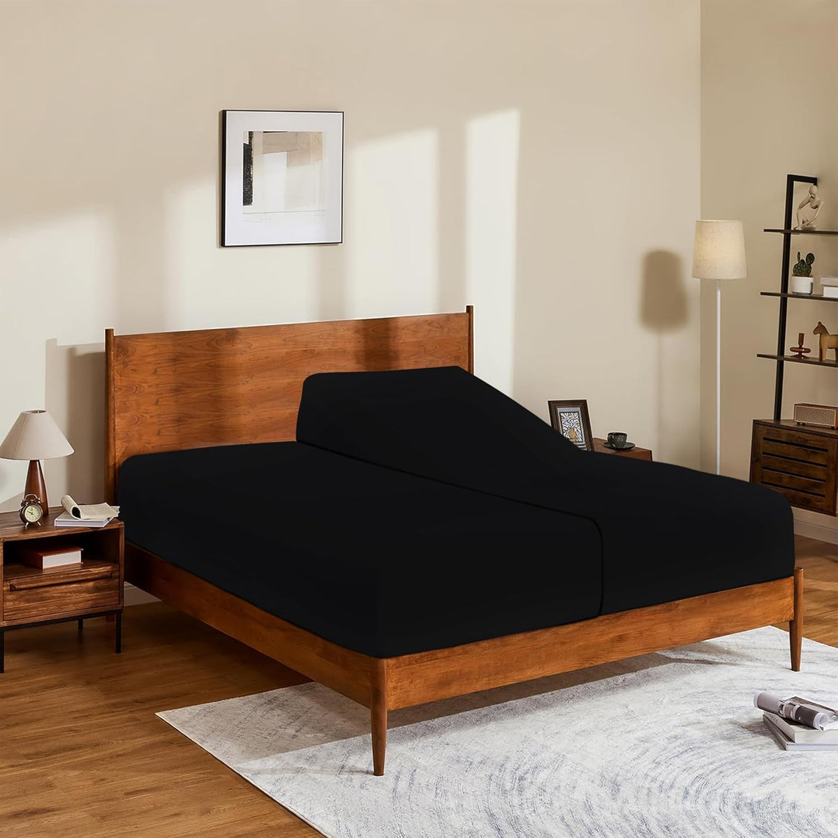 Split King 100% Egyptian Cotton Fitted Sheets for Comfort
