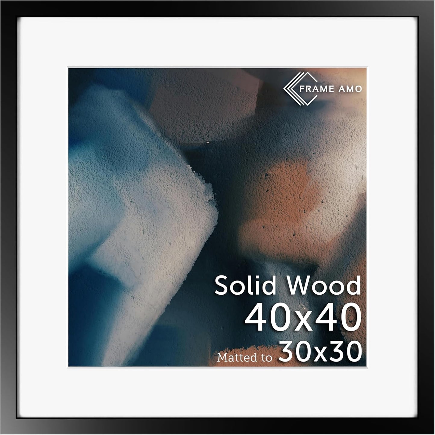 40x40 Solid Wood Poster Frame with Mat Opening for 30x30 Image