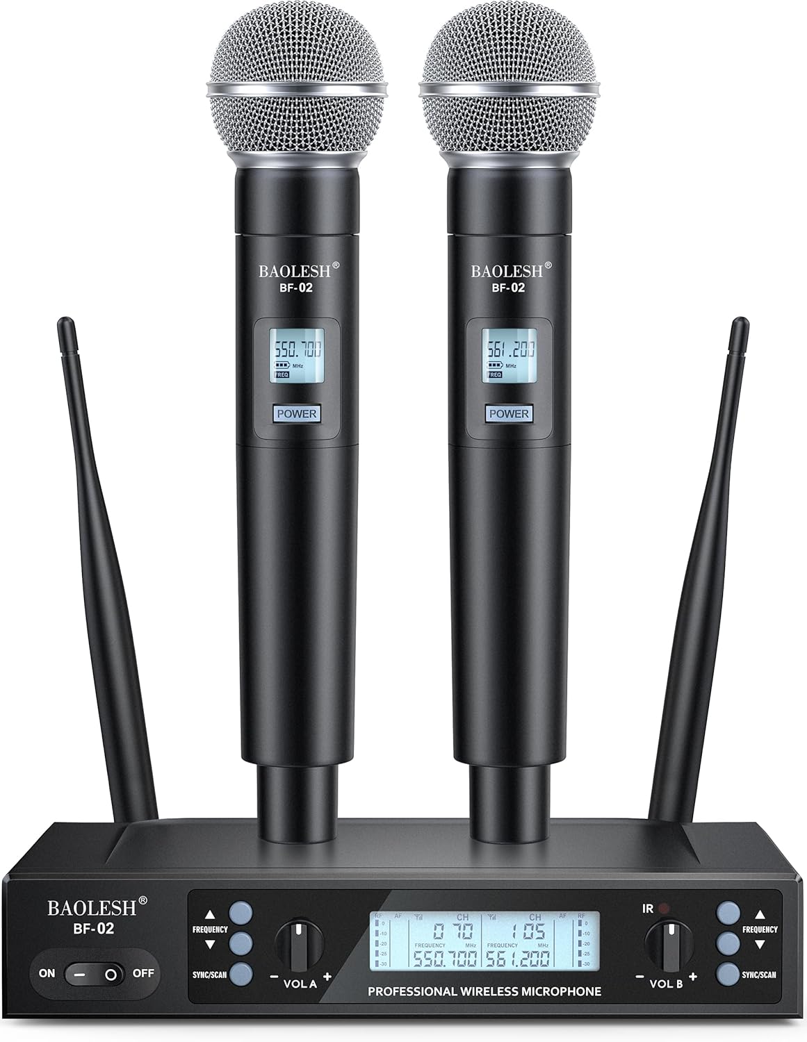 BAOLESH Dual Wireless Mic Set, 200ft Range, Rechargeable - Perfect for Karaoke & Events!