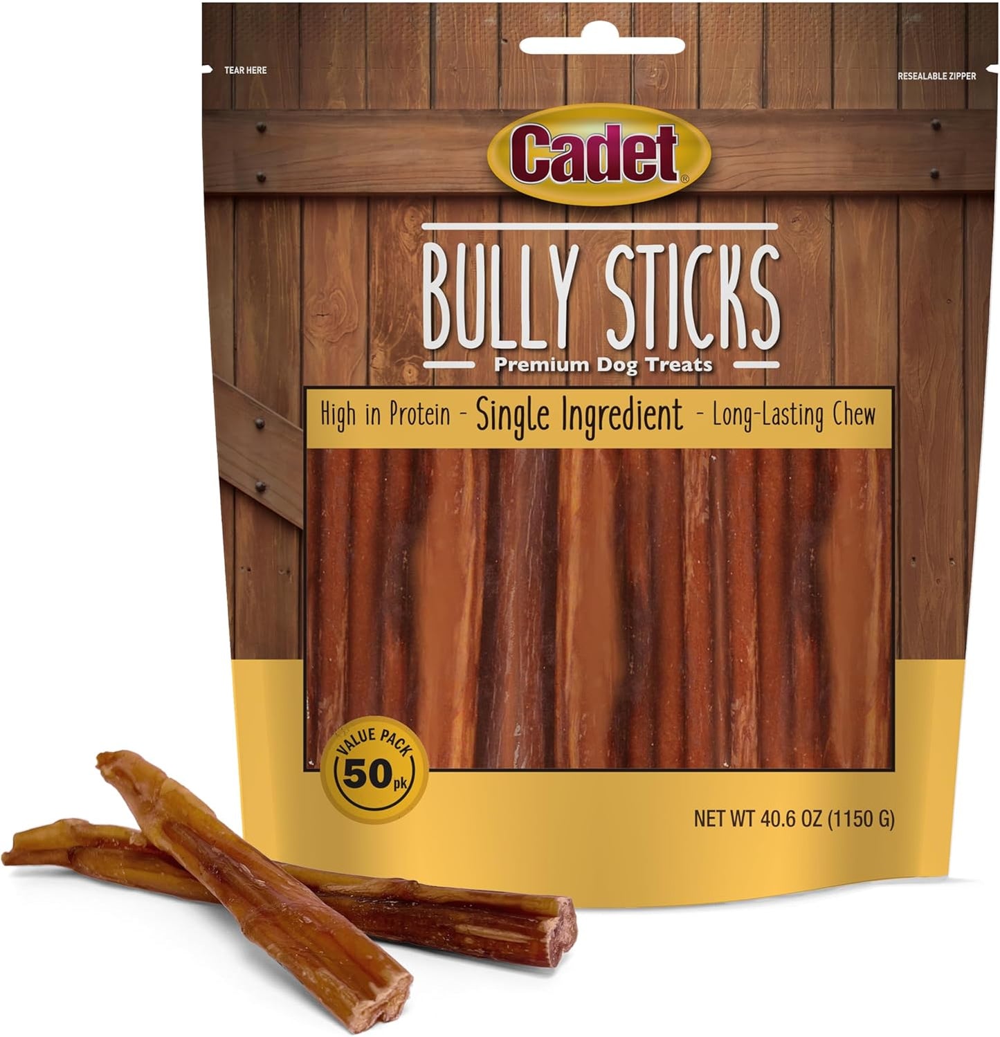 Cadet Bully Sticks for Small Dogs - All-Natural Beef Chews