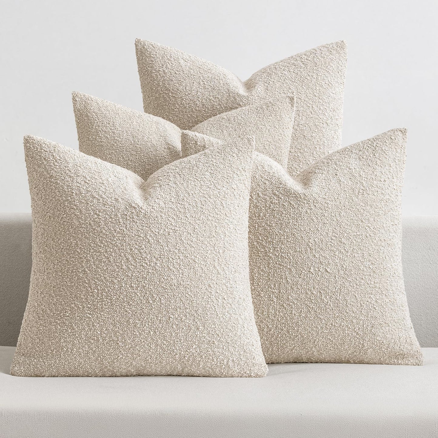 MIULEE Decorative Textured Boucle Throw Pillow Covers 18x18 in