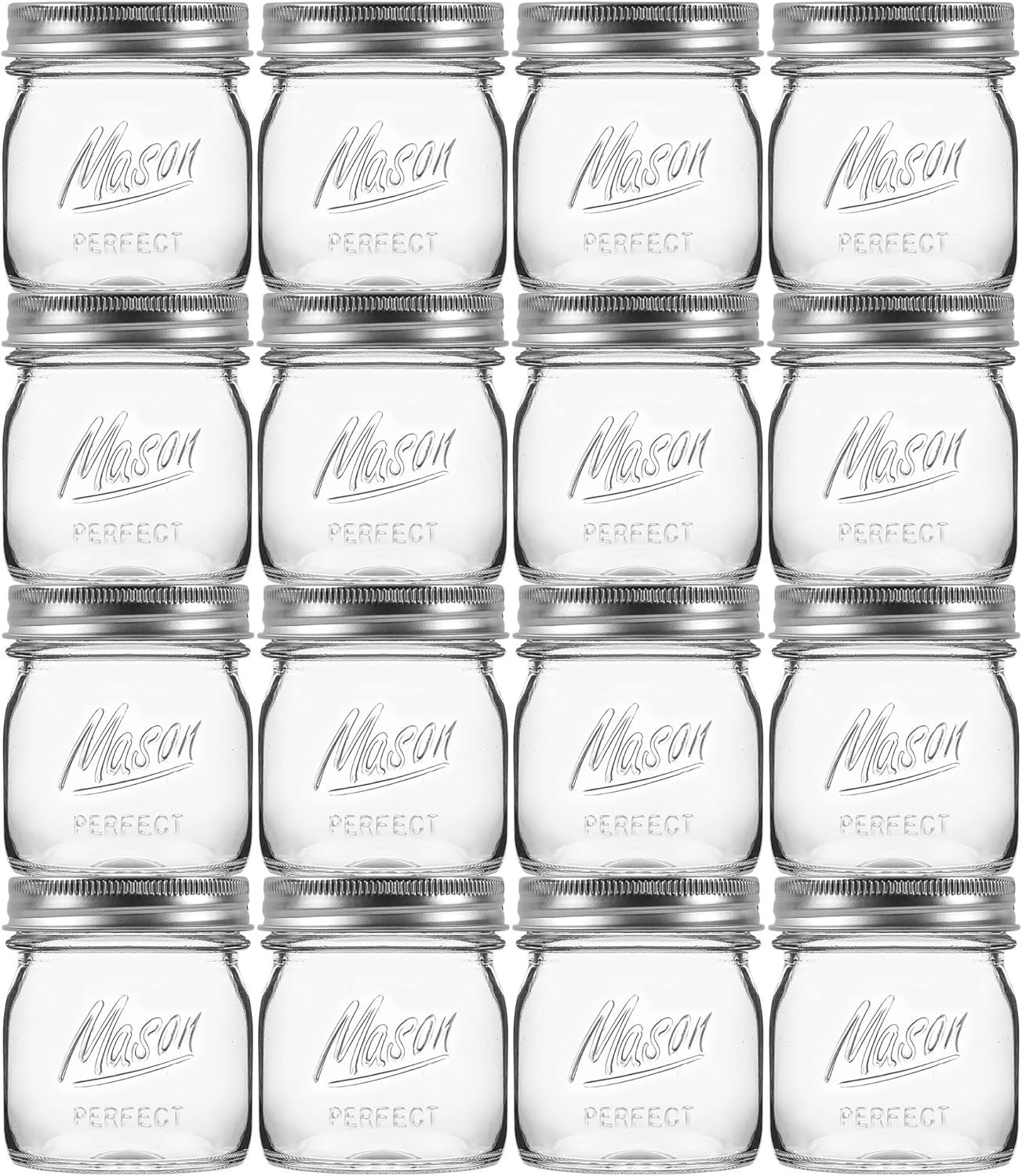 16 Pack 8 oz Mason Jars - Versatile Glass Canning Jars for All