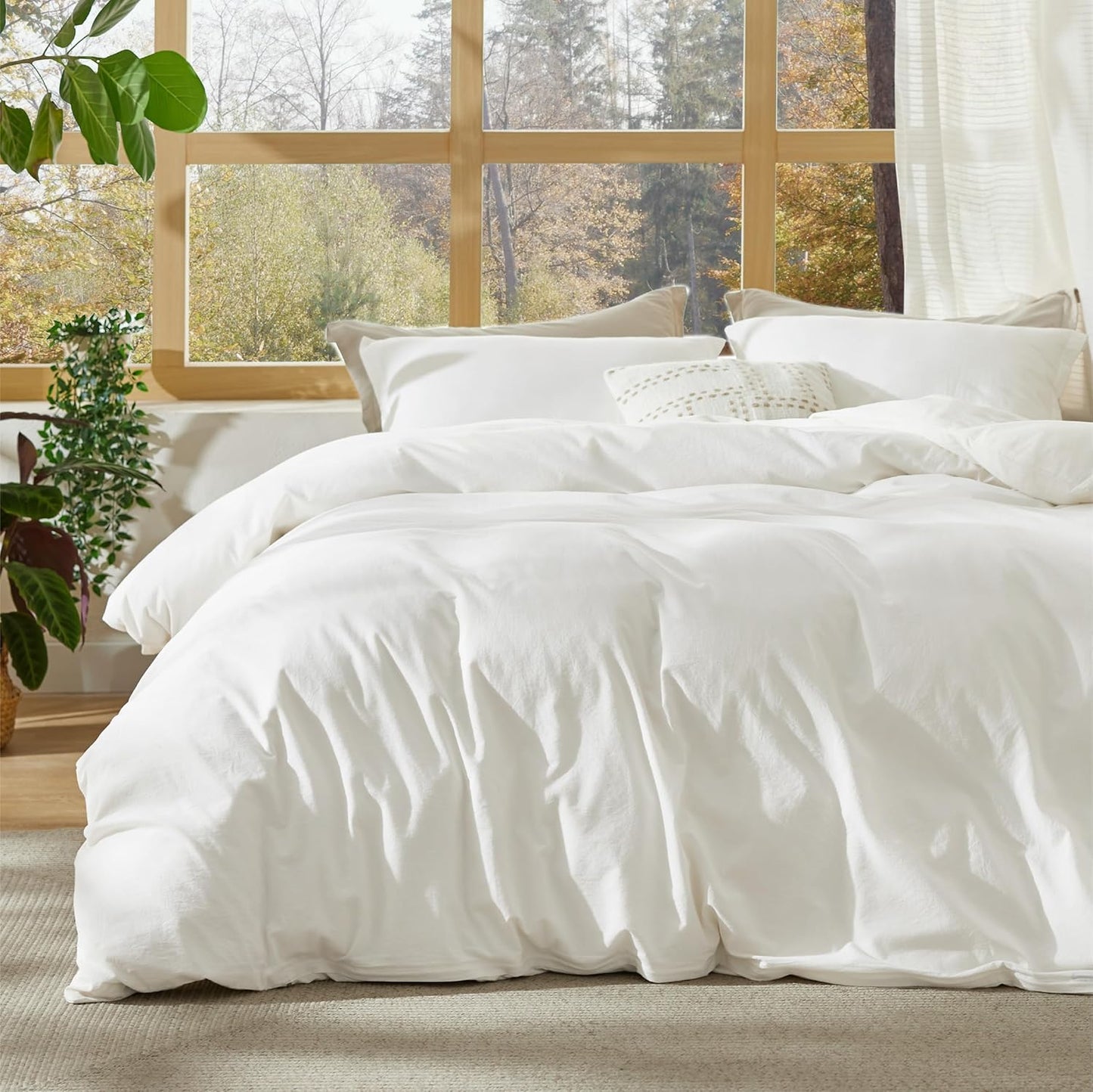 Stone Washed Cotton Duvet Cover Queen Size for All Seasons