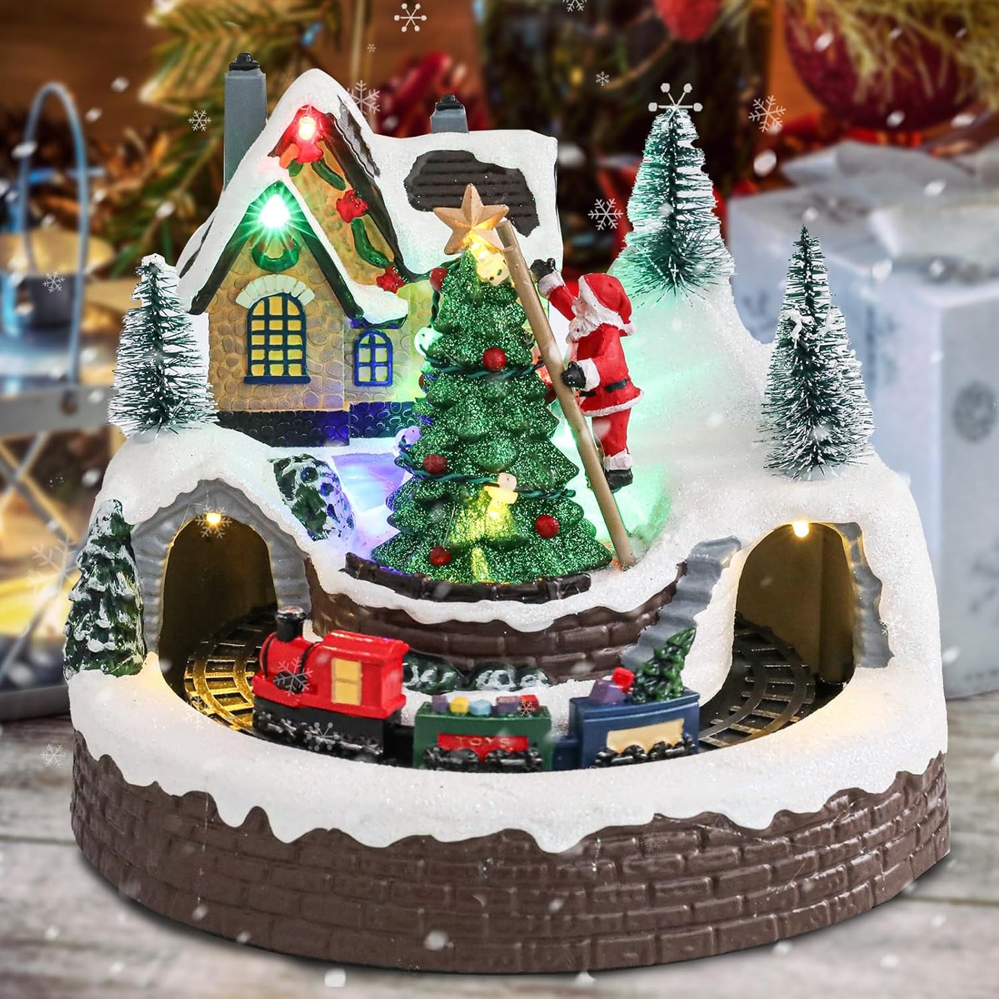 Colorful Music Snow Villages Figurine for Home Decor or Gift