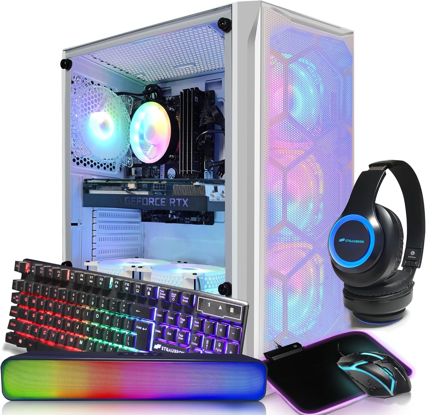 Powerful STGAubron Gaming PC: RTX 3060 Ti, Intel i7, 32GB RAM