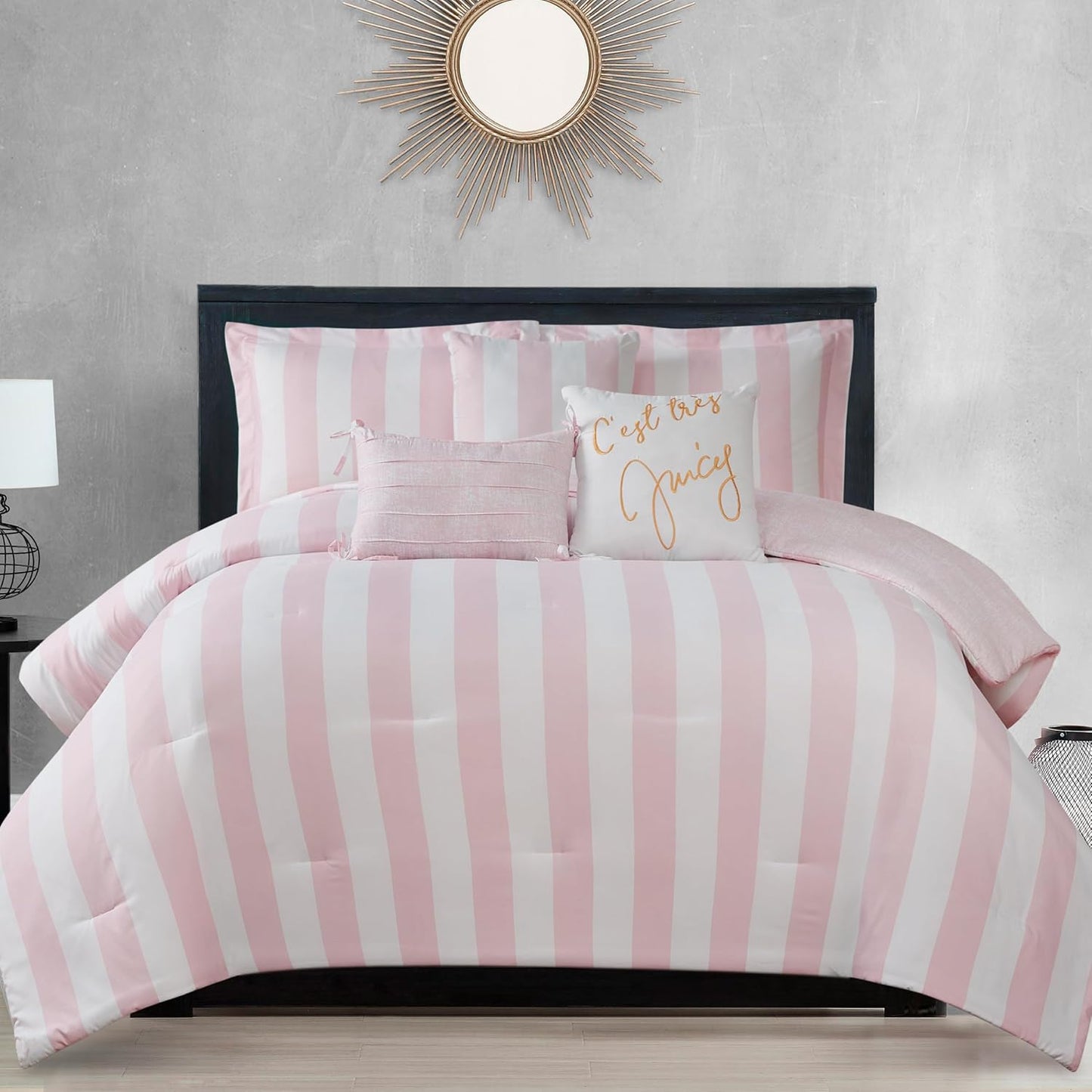 Juicy Couture Cabana Stripe Reversible Bedding Set for King Size