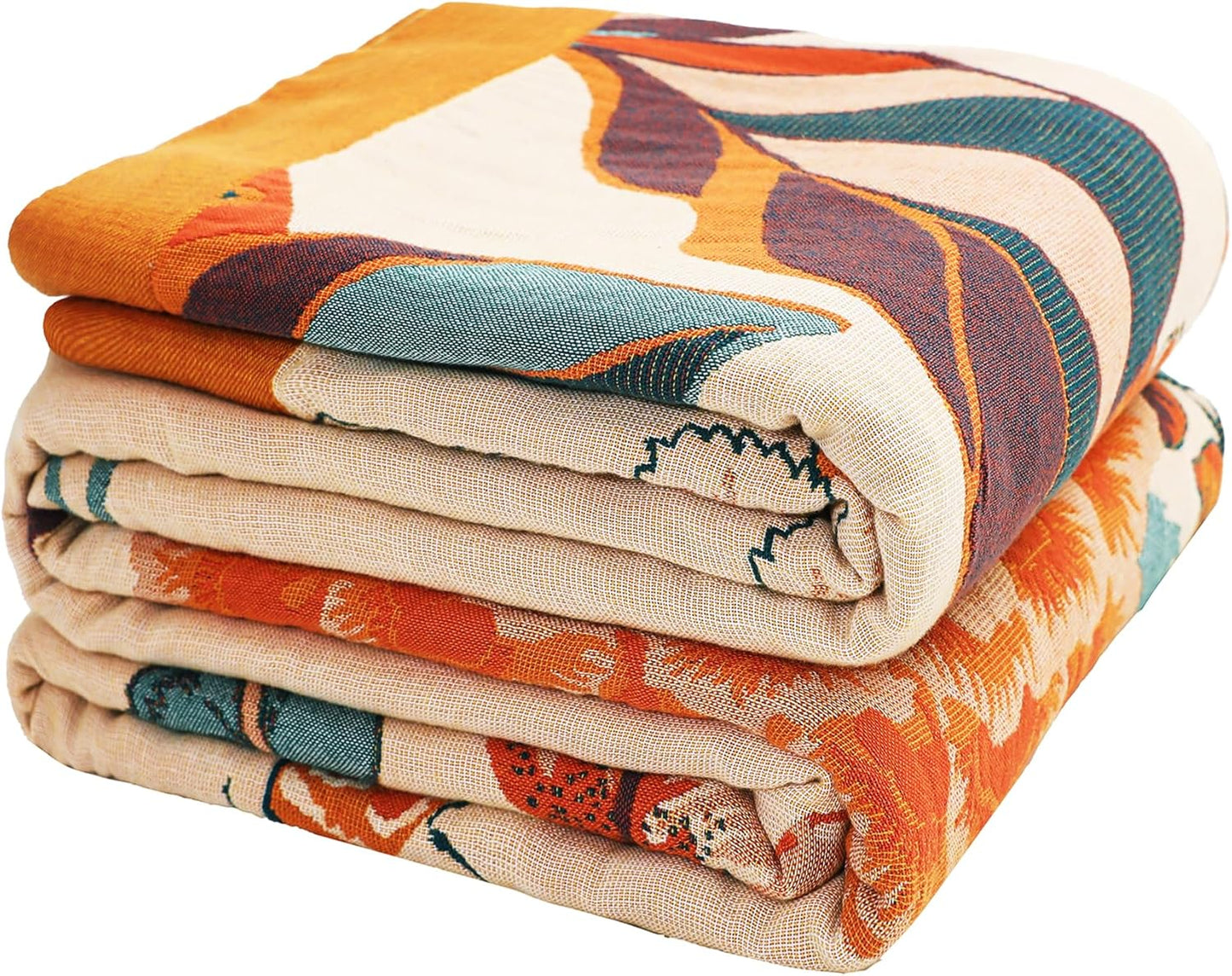 Boho Large Throw Blanket - 100% Organic Cotton Soft Decor