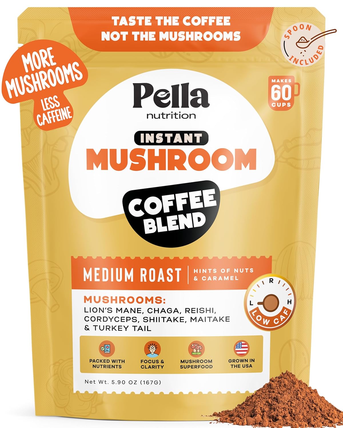 Pella Nutrition 7 Mushroom Low-Caf Coffee