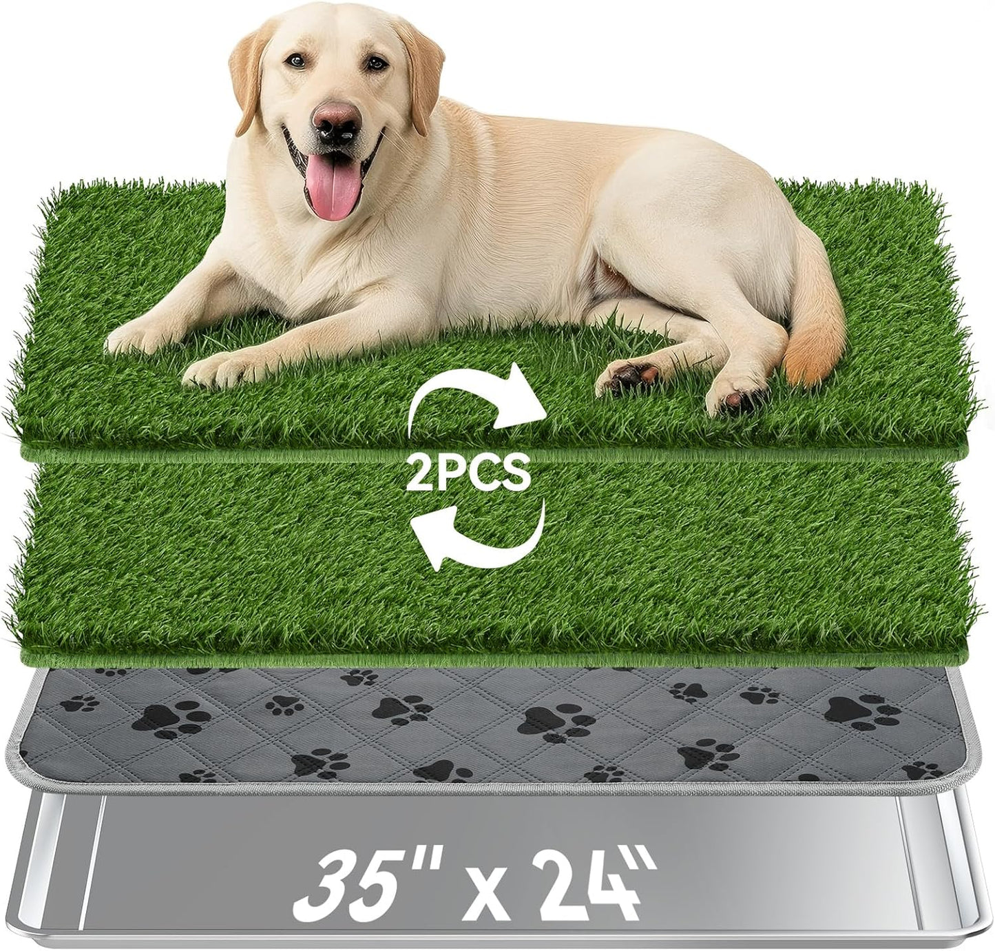Dog Grass Pad with Tray for Large Dogs - Easy Clean Design