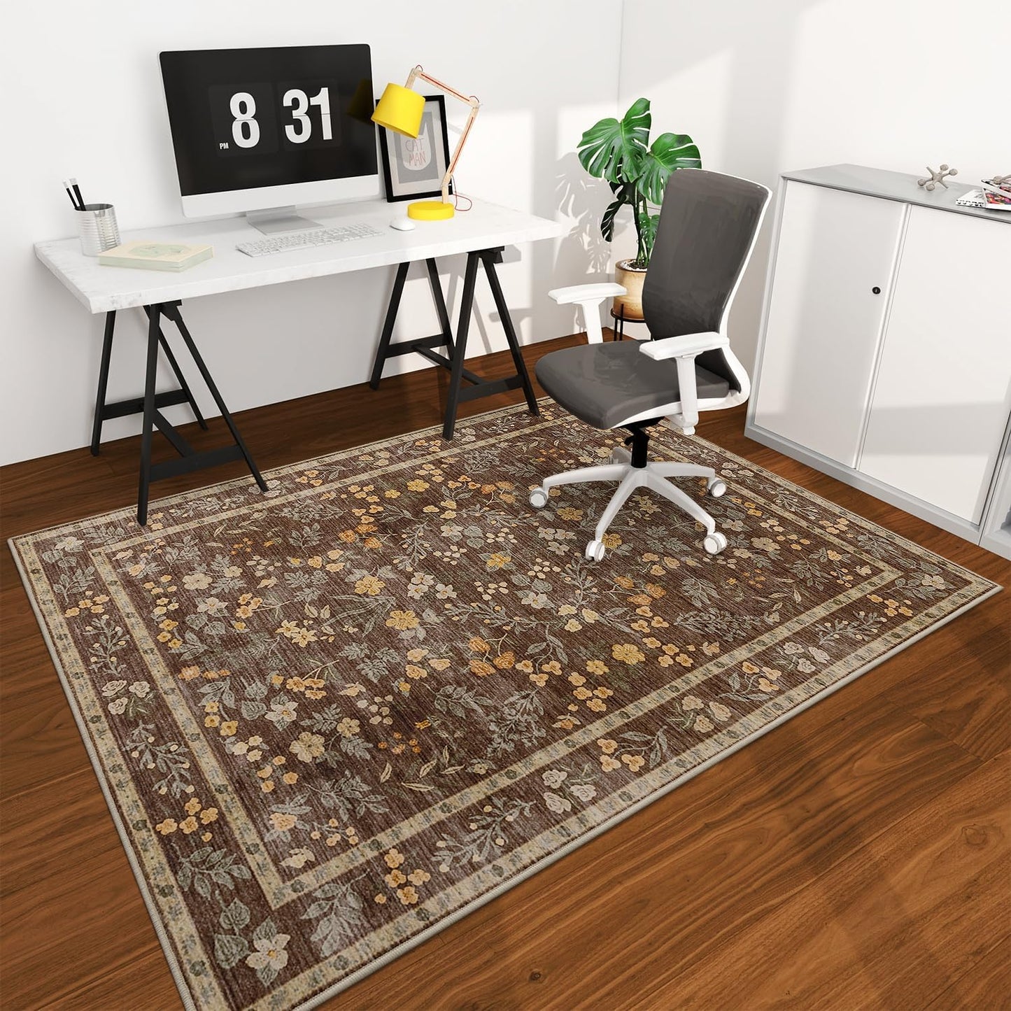 Chakme Office Chair Mat for Hardwood Floor - Floral Design