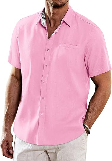 COOFANDY Men's Casual Linen Shirts for Summer Beach Wear
