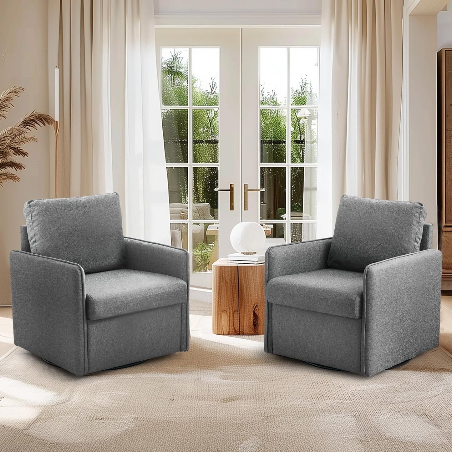 Mid Century Swivel Accent Chairs x2 - Stylish Storage!