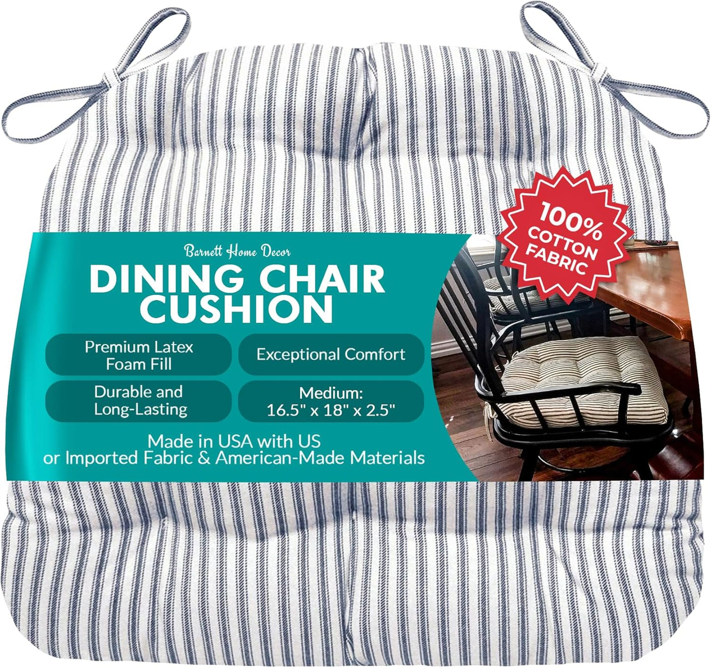 Barnett Home Decor Ticking Stripe Blue Dining Chair Pad Review
