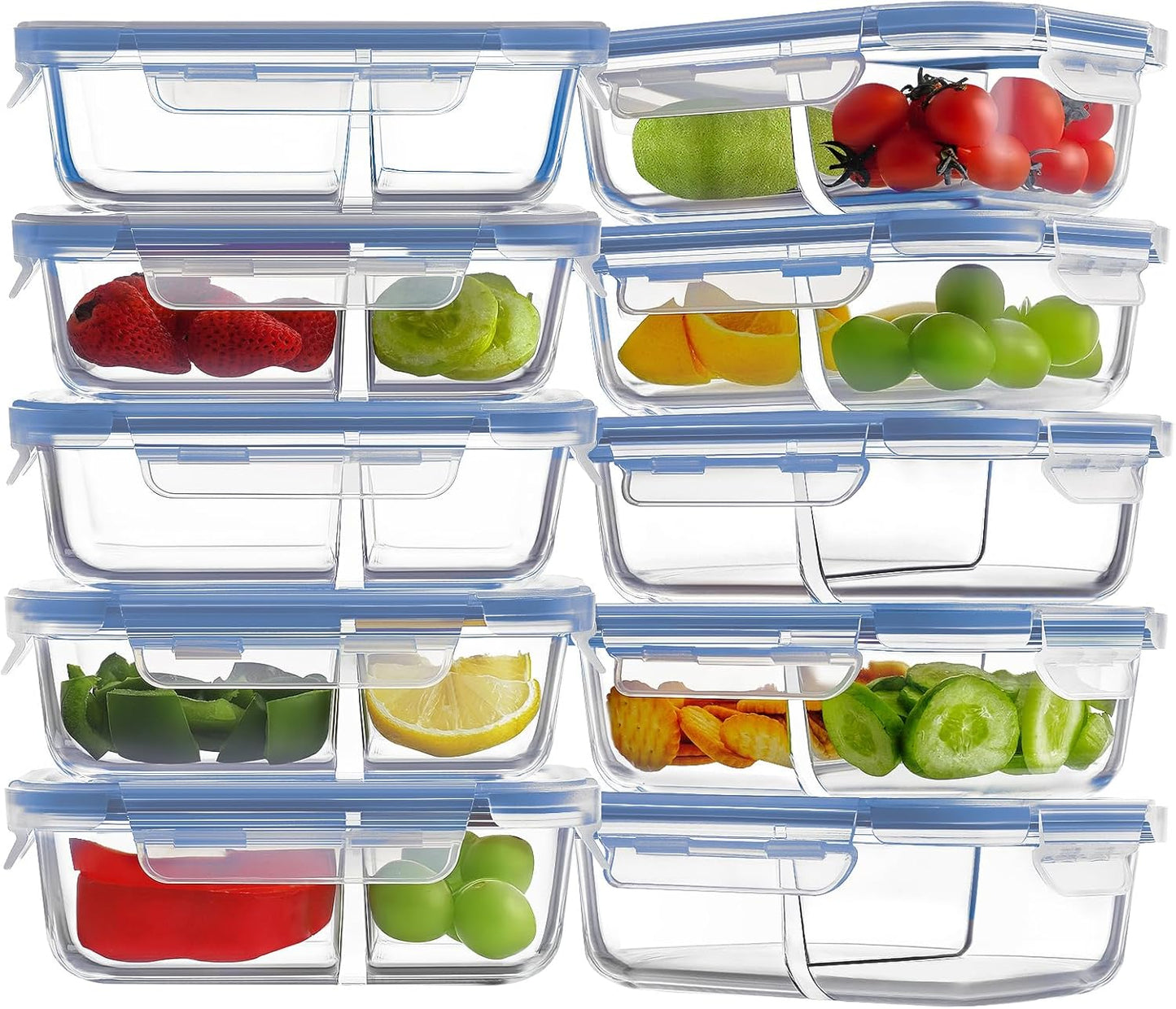 10 Pack 24oz Glass Meal Prep Containers with Lids for Storage