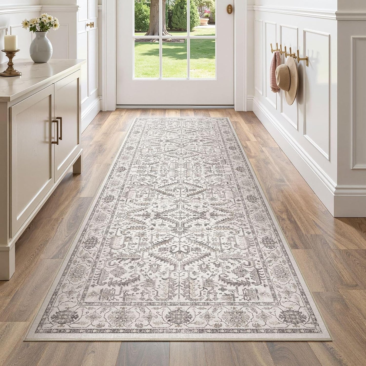 3x8 Washable Hallway Runner Rug for Vintage Home Decor