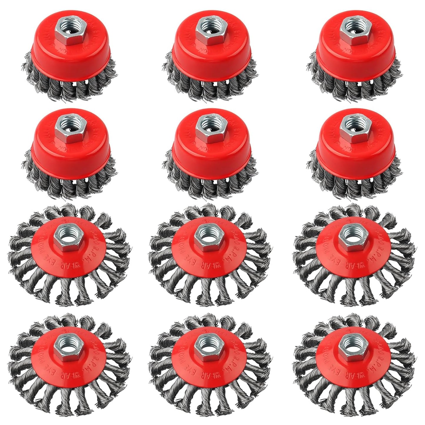 12 Pack Wire Brushes for Angle Grinder - Durable Steel Wheels