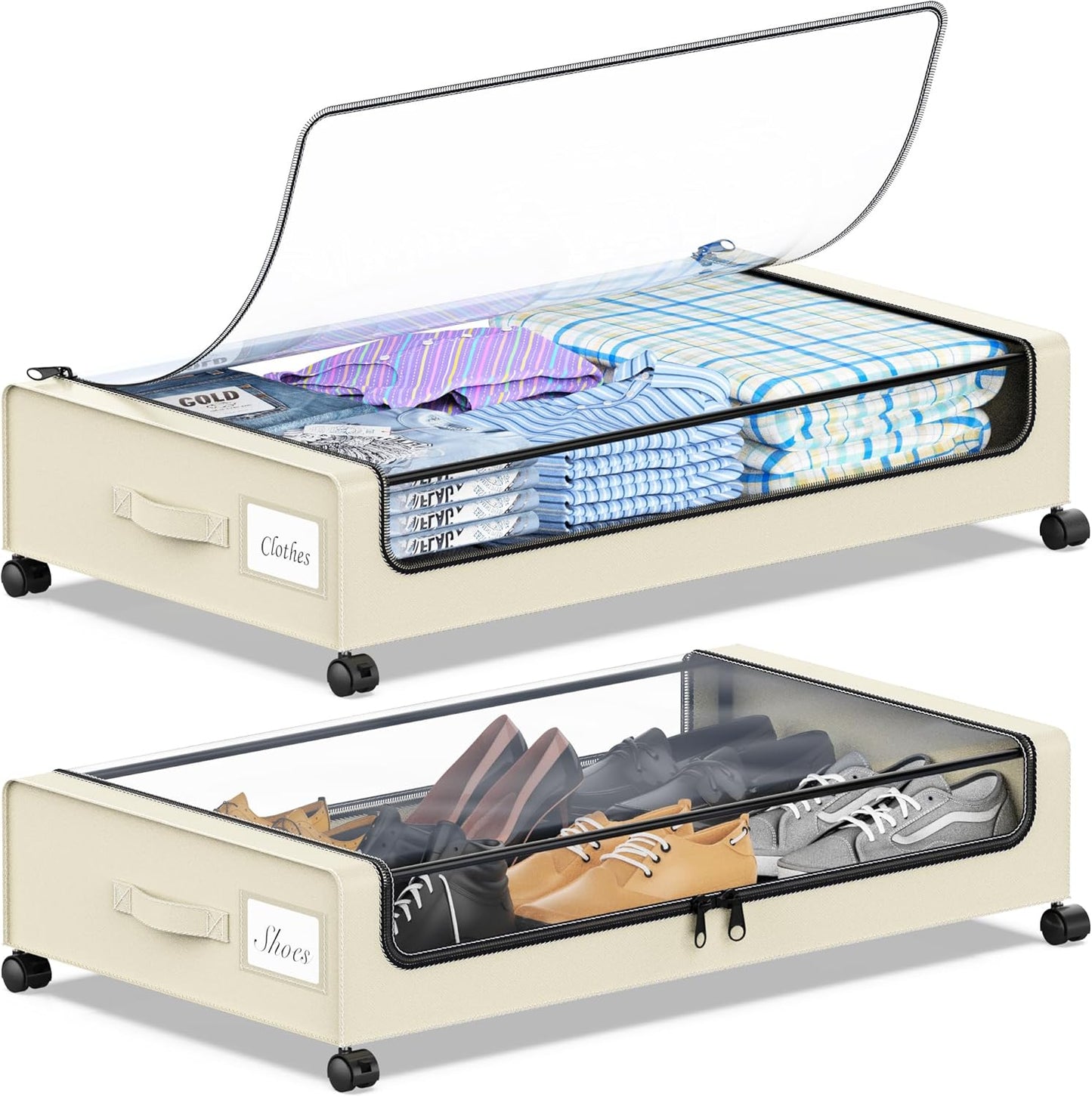 YAASHEEN Under Bed Storage with Wheels for Easy Organization