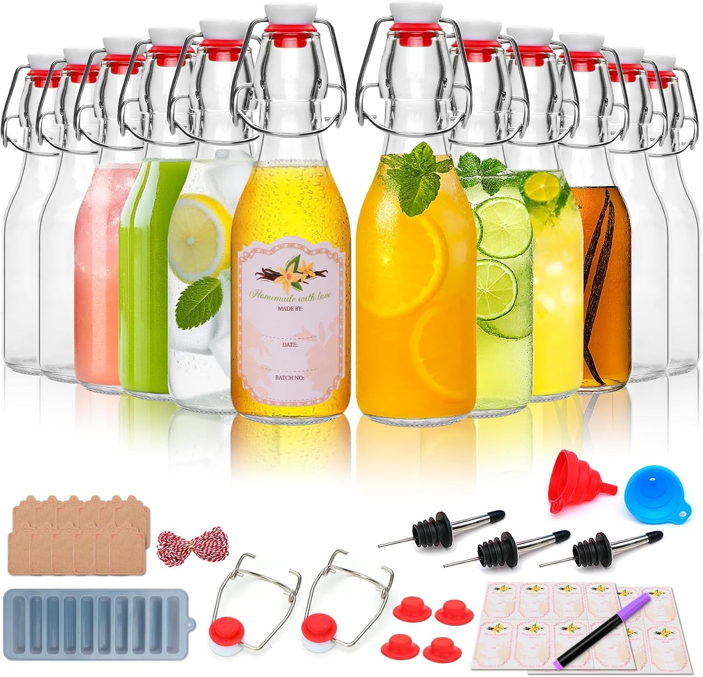 8oz Swing Top Glass Bottles for Home Brewing and Storage