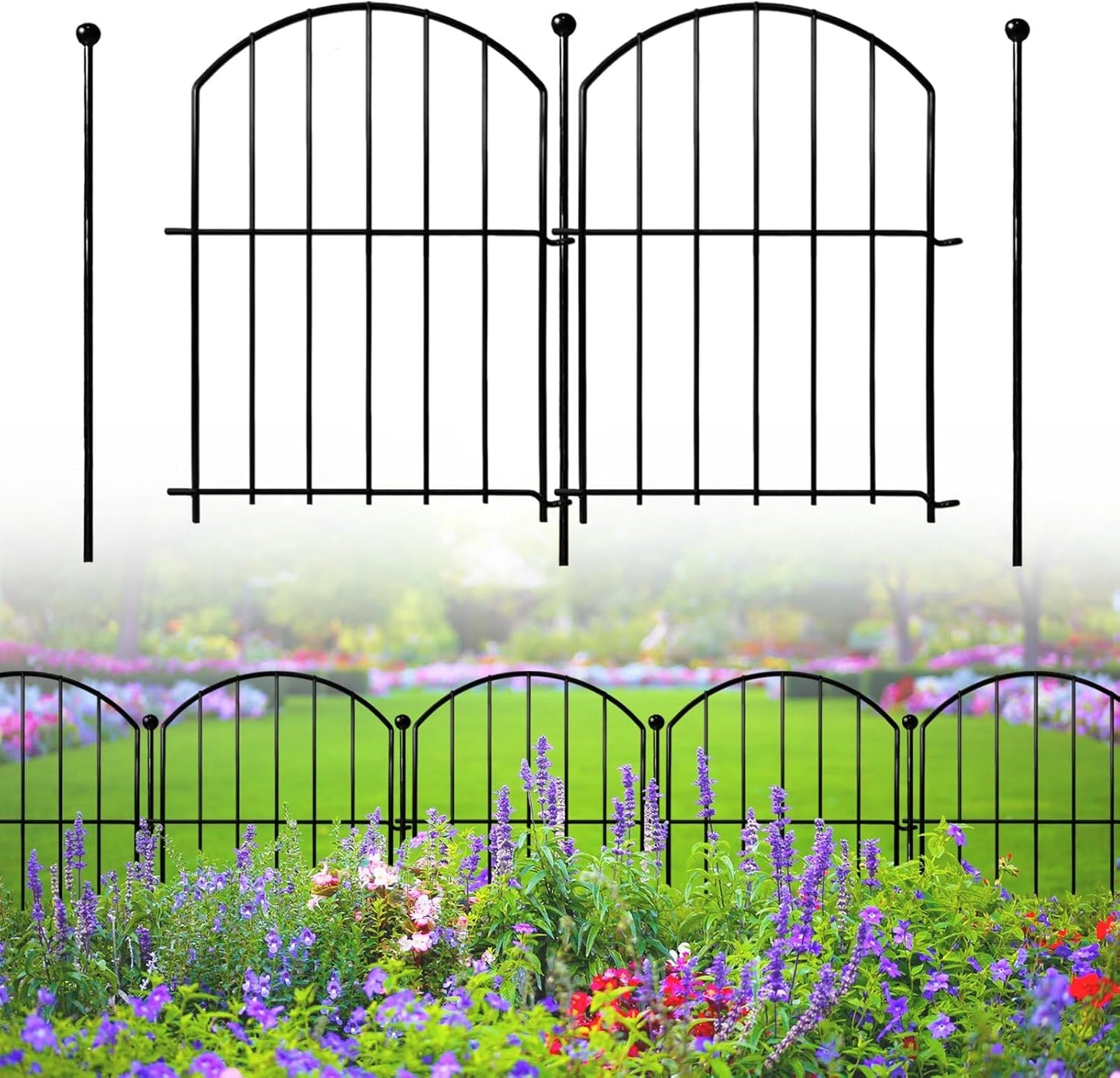 Decorative Garden Fence for Yard with 26 Rustproof Panels