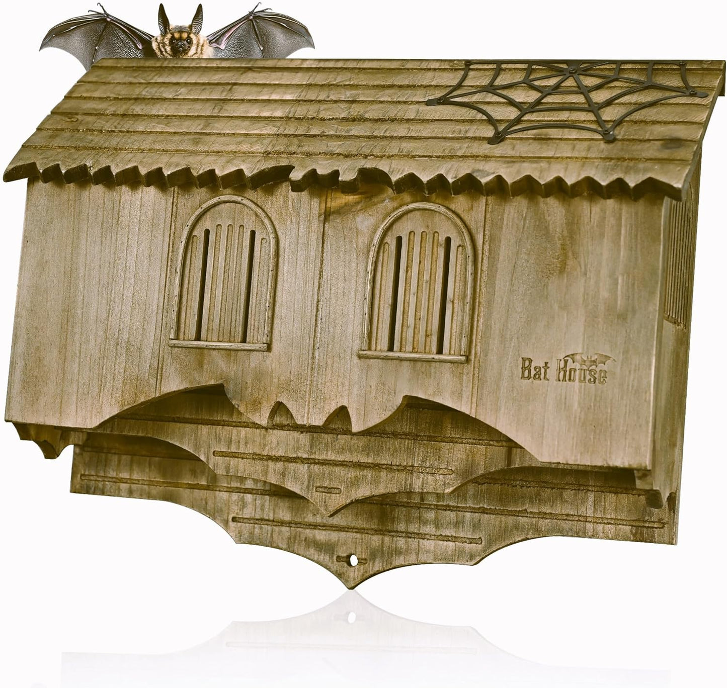 Wooden Castle Bat House with Unique Design for Outdoor Use